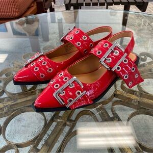 Steve Madden Red Buckle Ballet Flats